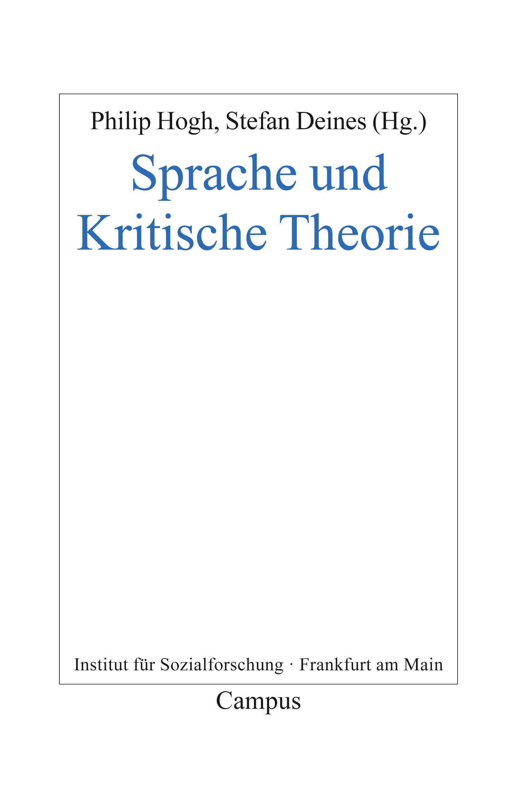 Cover Sprache und kritische Theorie